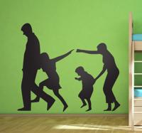Muursticker familie silhouette