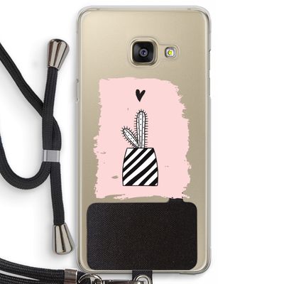 Zwart-wit cactus: Samsung Galaxy A3 (2016) Transparant Hoesje met koord