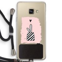 Zwart-wit cactus: Samsung Galaxy A3 (2016) Transparant Hoesje met koord