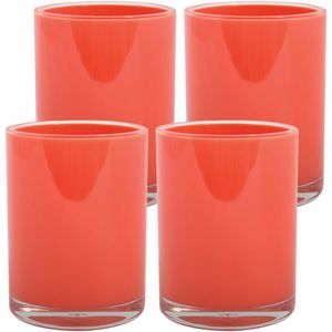 Drinkbeker/limonadebeker - 4x - kunststof - koraalrood - 440 ml - luxe design