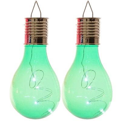 Lumineo solar tuin 8x stuks LED ophang verlichting/lampjes groen 14 x 8 cm