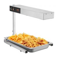 VEVOR Frieten Voedselverwarmer, 750W Commerciële Strip Voedselverwarmer Lamp, Elektrisch RVS Warm Licht Uitgiftestation, Aanrecht 104-122°F Frietenverwarmer voor Frieten Buffet Keuken Res