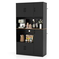 Buffetkast met Stopcontact & Magnetronstandaard Keuken Kast van Hout Zwart