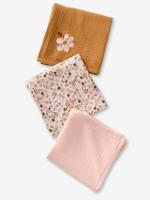 Set van 3 luiers van katoenen gaas FLORA karamel