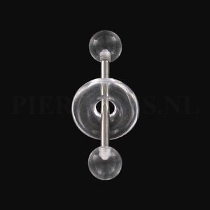 Tongpiercing acryl met donut doorzichtig