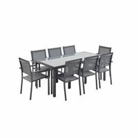 sweeek - Aluminium tuinset, Capua, 8 plaatsen, antraciet|grijs