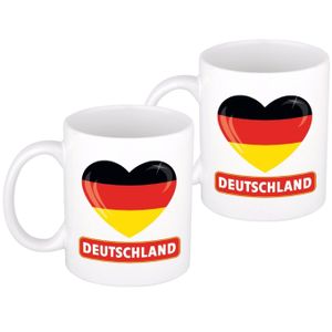 2x stuks hartje vlag Duitsland mok / beker 300 ml