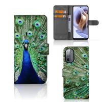 Motorola Moto G31 | G41 | Telefoonhoesje | Met pasjeshouder | Pauw