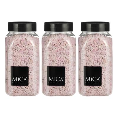 Mica Decorations decoratie stenen/granulaat - 3x - 650ml - roze - hobby steentjes