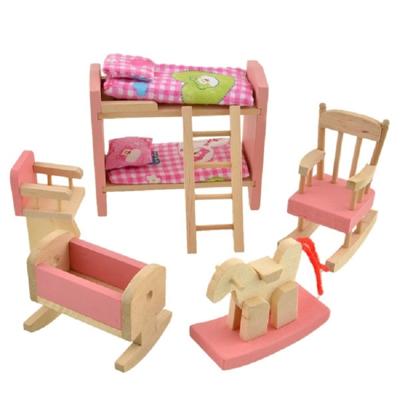 Poppenhuis meubels set houten stapelbedden