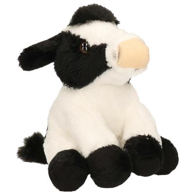 Ravensden Pluche Knuffel koe zittend - 15 cm - Boerderij kinderen knuffels - Koeien