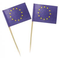 Cocktailprikkers Europa - 50x st - 3.5 x 5 cm - grote vlaggetjes - Landen vlaggen thema