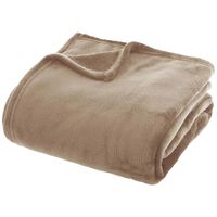 Fleece deken/fleeceplaid - beige - 180 x 230 cm - polyester - bankdeken - thumbnail