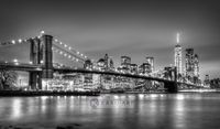 Karo-art Afbeelding op acrylglas - Brooklyn bridge, New York, zwart-wit