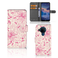 Nokia 5.4 Hoesje Pink Flowers - thumbnail