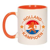 Holland kampioen leeuw mok/ beker oranje wit 300 ml