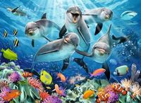 Ravensburger puzzel dolfijnen in het koraalrif - 500 stukjes - thumbnail