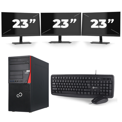 Fujitsu Esprimo P756 Micro Tower - Intel Core i7-6e Generatie - 16GB RAM - 256GB SSD - Windows 11 + 3x 23 inch Monitor