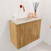 Toiletmeubel Mondiaz Joya Dlux | 50 cm | Meubelkleur Oak | Faye wastafel Frappe Wasbak Links | Zonder kraangat(en)