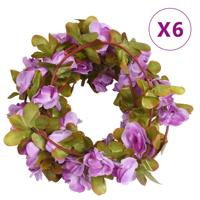 VidaXL Kerstslingers met bloemen 6 st 250 cm lichtpaars
