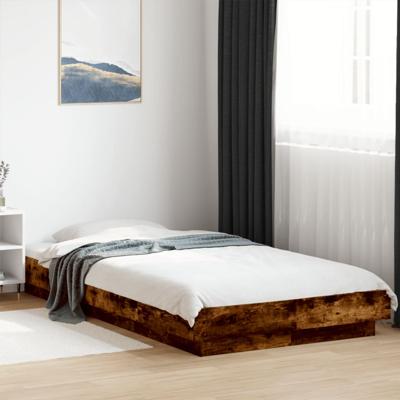 Bedframe met LED-verlichting gerookt eikenkleurig 90x190 cm