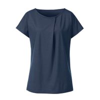 Shirt met ronde hals en wijdteplooi van bio-katoen, nachtblauw Maat: 42 - thumbnail