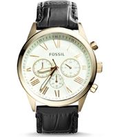 Horlogeband Fossil BQ2174 Leder Zwart 22mm