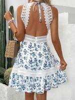Bon&Bon Black Lace Halter Neck Backless Boho Beach Dress Multicolor_1 / L