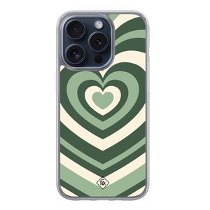 iPhone 15 Pro hybride hoesje - Groen hart swirl