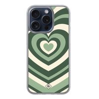 iPhone 15 Pro hybride hoesje - Groen hart swirl