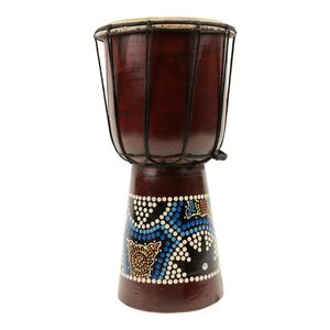 Djembe - Blauw & Groen Stippenpatroon (ca. 30 x 15 cm)