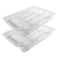 2x stuks hega hagor bestekbak - bestekhouders - 5-vaks - parel wit - 34 x 25 x 4 cm - keuken