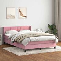 Boxspring met matras fluweel roze 160x210 cm