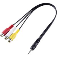 SpeaKa Professional SP-8433716 AV Audio, Video Adapter [1x Jackplug male 3,5 mm - 3x Cinch-koppeling] Zwart - thumbnail