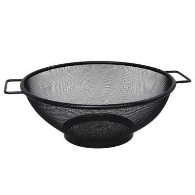 Gerimport Keuken vergiet met handvaten - zwart - metaal - 31 cm - afgiet zeef