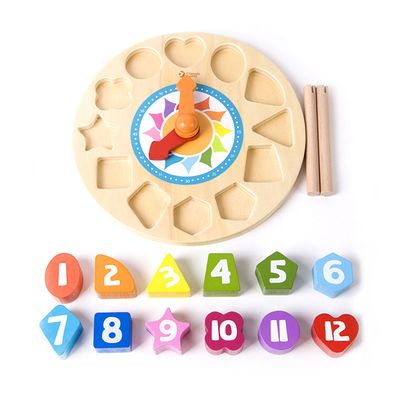 Classic World world houten leerklok met vormen tic-tac, 15dlg.