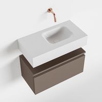Toiletmeubel Mondiaz Andor | 60 cm | Meubelkleur Smoke | Lex vrijhangend wastafel Talc Rechts | Zonder kraangat