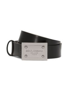 Dolce & Gabbana Kids ceinture en cuir à logo - Noir