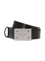 Dolce & Gabbana Kids ceinture en cuir à logo - Noir