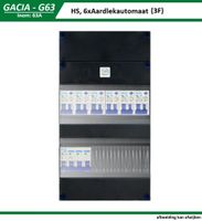 Groepenkast 63A 3 fase 6 groepen, autolader en zonnepanelen groep Groepenkast 63A 3 fase 6 groepen, autolader en zonnepanelen groep