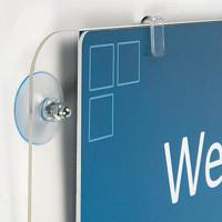 Acryl u-houder A4 horizontaal zuignappen