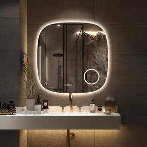 Badkamerspiegel SaniClear Shave | 80x80 cm | Vergrootglas | Indirecte verlichting | Touch button | Met spiegelverwarming