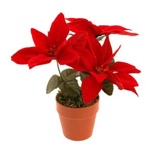 Christmas Decoration Kunstplantje- Kerstster rood - 20 cm -voor binnen - Kunstplanten