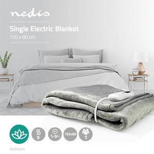 Nedis PEBL130CWT1 elektrische deken/kussen Elektrisch deken 60 W Grijs, Wit Fleece, Polyester