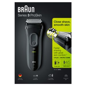 Braun Series 3 ProSkin 3000s Elektrisch Scheerapparaat, Zwart - Oplaadbaar Scheerapparaat