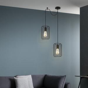 Home Sweet Home Hanglamp Netting 2 lichts - Zwart - 32x32x127cm