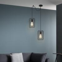 Home Sweet Home Hanglamp Netting 2 lichts - Zwart - 32x32x127cm