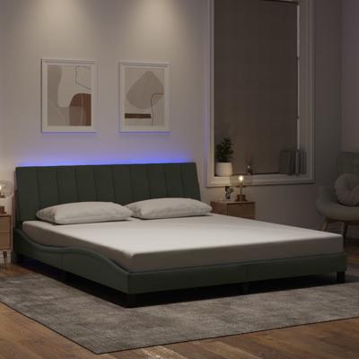 Bedframe met LED zonder matras "Hanko" fluweel lichtgrijs 180x200 cm