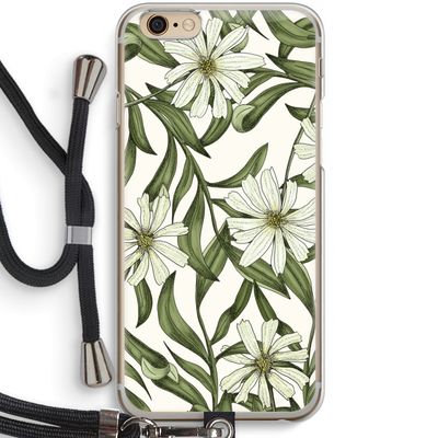 Wit bloemenpatroon: iPhone 6 / 6S Transparant Hoesje met koord