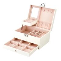 Multifunctionele opbergdoos lederen sieraden doos Multi-Layer grote-capaciteit sieraden organisator (wit)